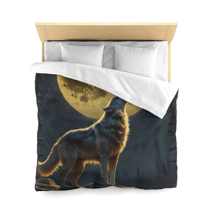 Moonlit Wolf Microfiber Duvet Cover - Cozy Bedding for Animal Lovers Perfect for Home Decor Gifts and Nature