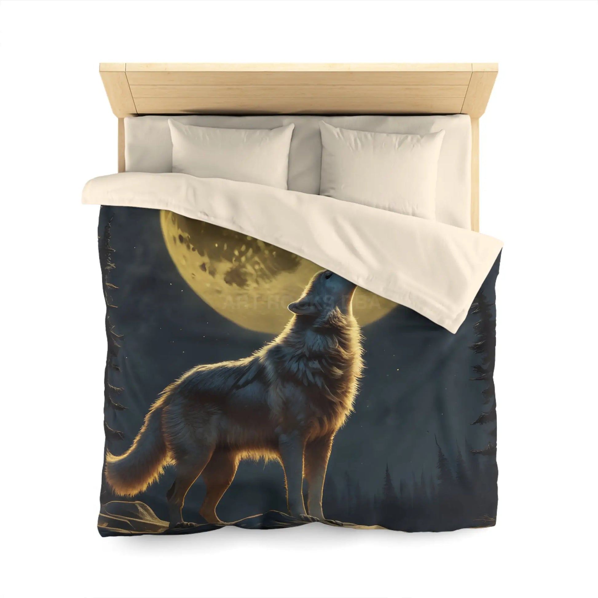 Moonlit Wolf Microfiber Duvet Cover - Cozy Bedding for Animal Lovers Perfect for Home Decor Gifts and Nature