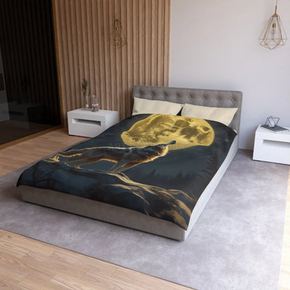 Moonlit Wolf Microfiber Duvet Cover - Cozy Bedding for Animal Lovers Perfect for Home Decor Gifts and Nature