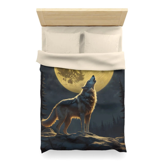 Moonlit Wolf Microfiber Duvet Cover - Cozy Bedding for Animal Lovers Perfect for Home Decor Gifts and Nature