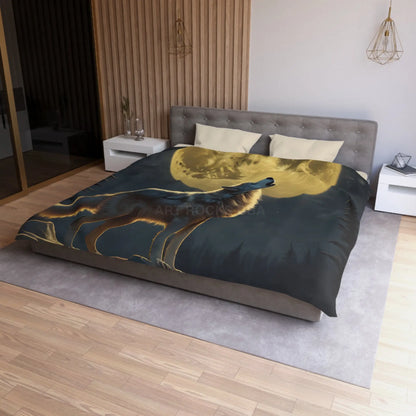 Moonlit Wolf Microfiber Duvet Cover - Cozy Bedding for Animal Lovers Perfect for Home Decor Gifts and Nature