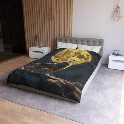 Moonlit Wolf Microfiber Duvet Cover - Cozy Bedding for Animal Lovers Perfect for Home Decor Gifts and Nature