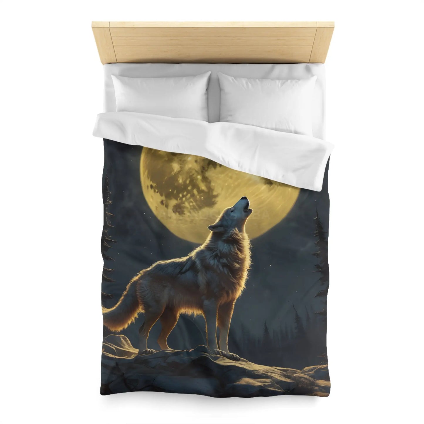 Moonlit Wolf Microfiber Duvet Cover - Cozy Bedding for Animal Lovers Perfect for Home Decor Gifts and Nature