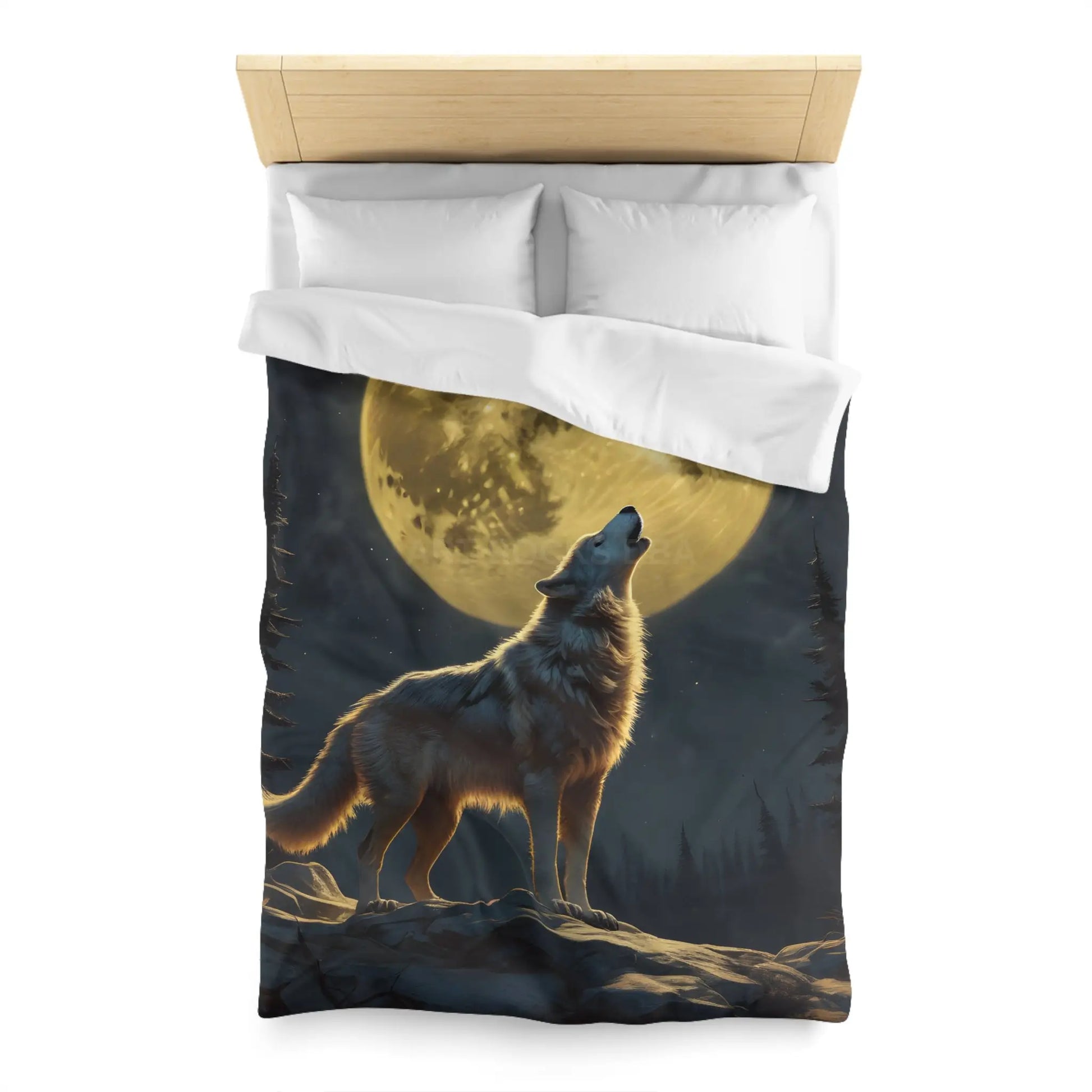 Moonlit Wolf Microfiber Duvet Cover - Cozy Bedding for Animal Lovers Perfect for Home Decor Gifts and Nature