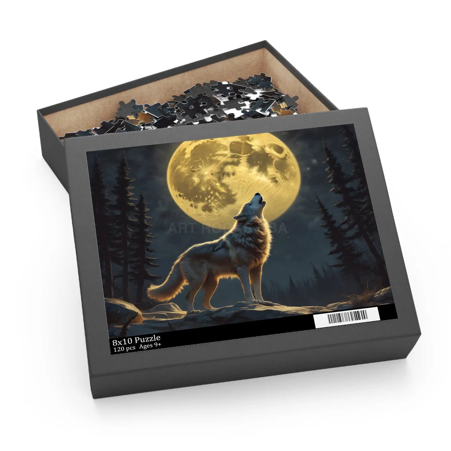 Moonlit Wolf Puzzle — 120/252/500-Piece Scenic Jigsaw - 10’’ × 8’’ (120 pcs) - Puzzle