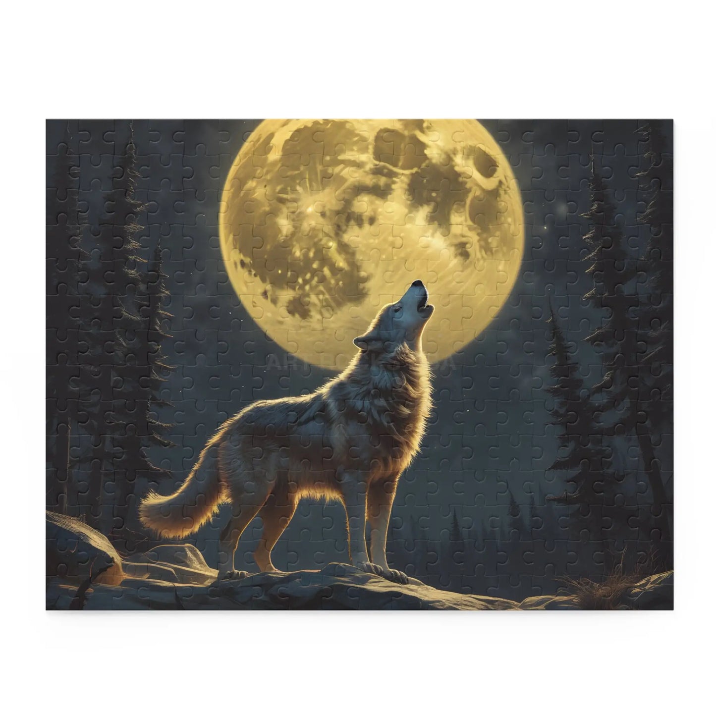 Moonlit Wolf Puzzle — 120/252/500-Piece Scenic Jigsaw - 14’’ × 11’’ (252 pcs) - Puzzle
