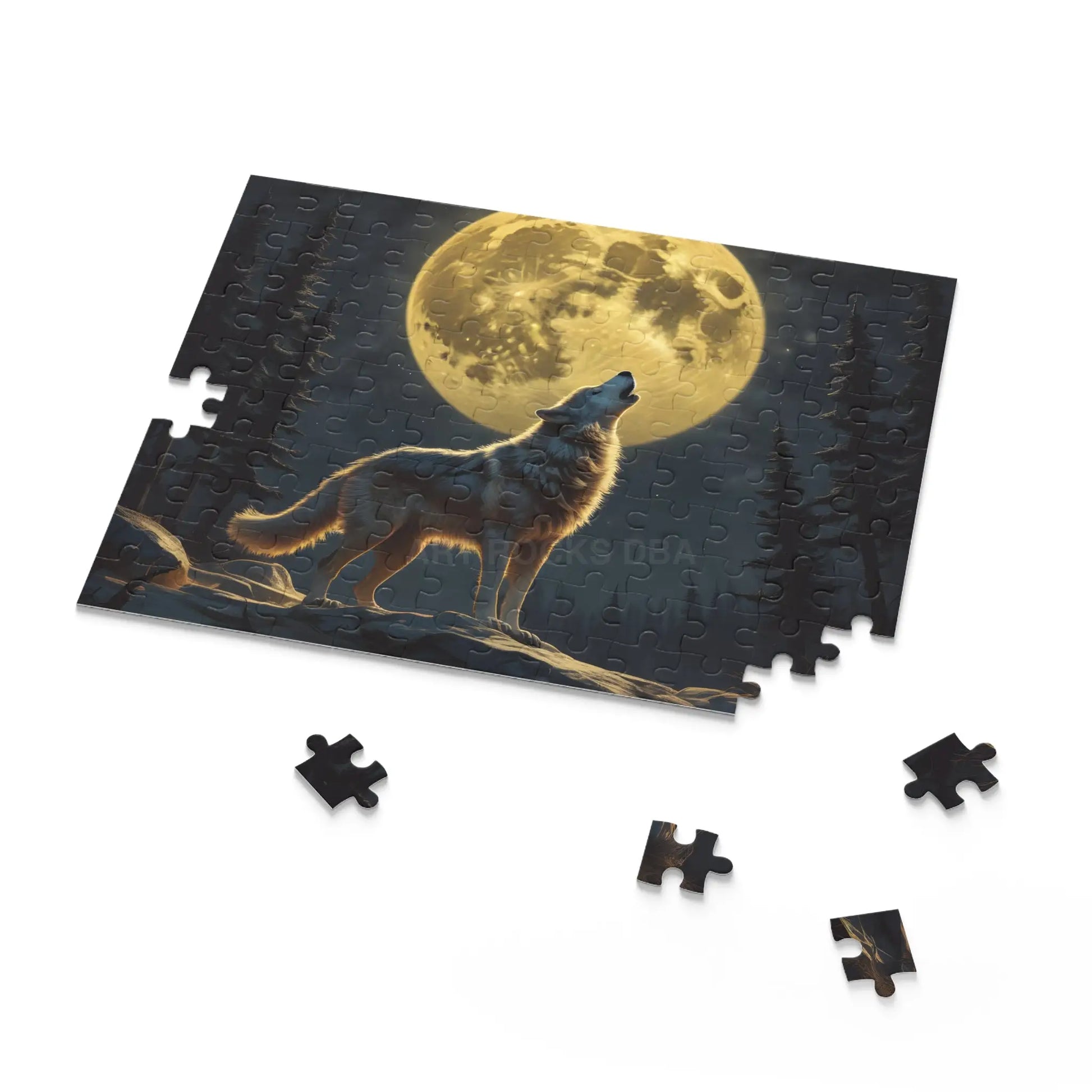 Moonlit Wolf Puzzle — 120/252/500-Piece Scenic Jigsaw - Puzzle