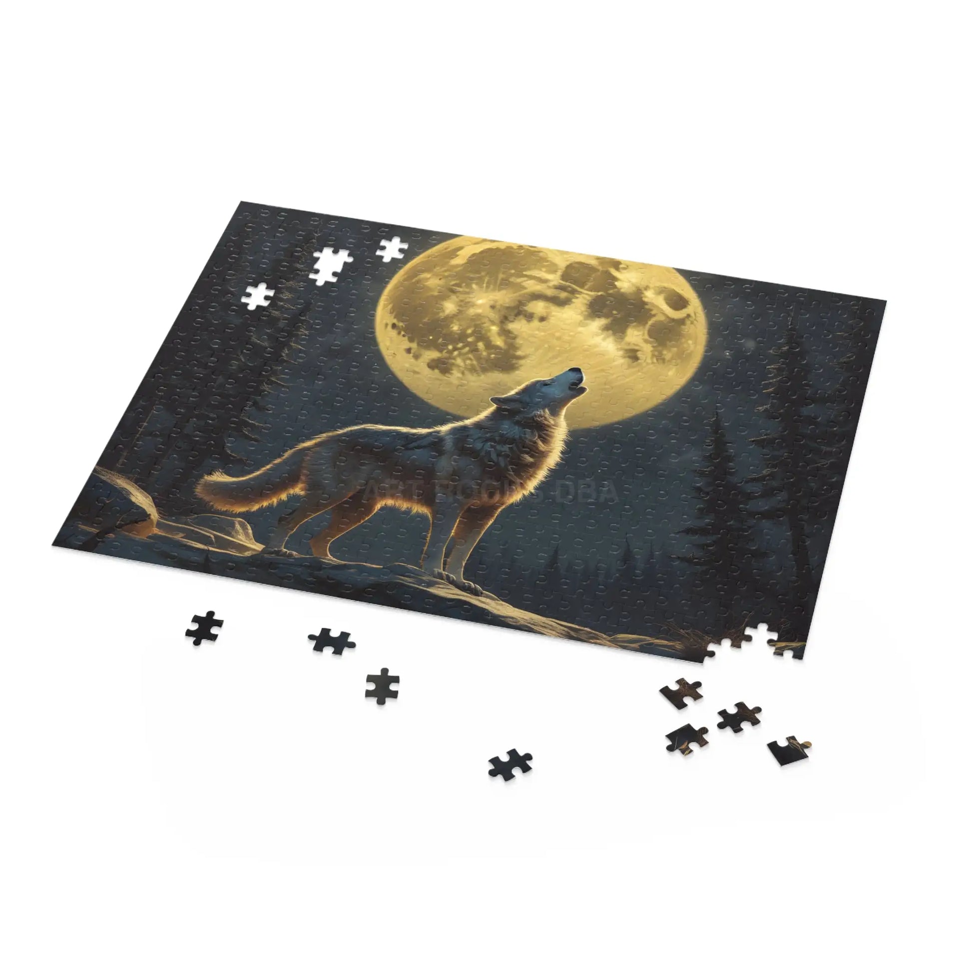 Moonlit Wolf Puzzle — 120/252/500-Piece Scenic Jigsaw - Puzzle
