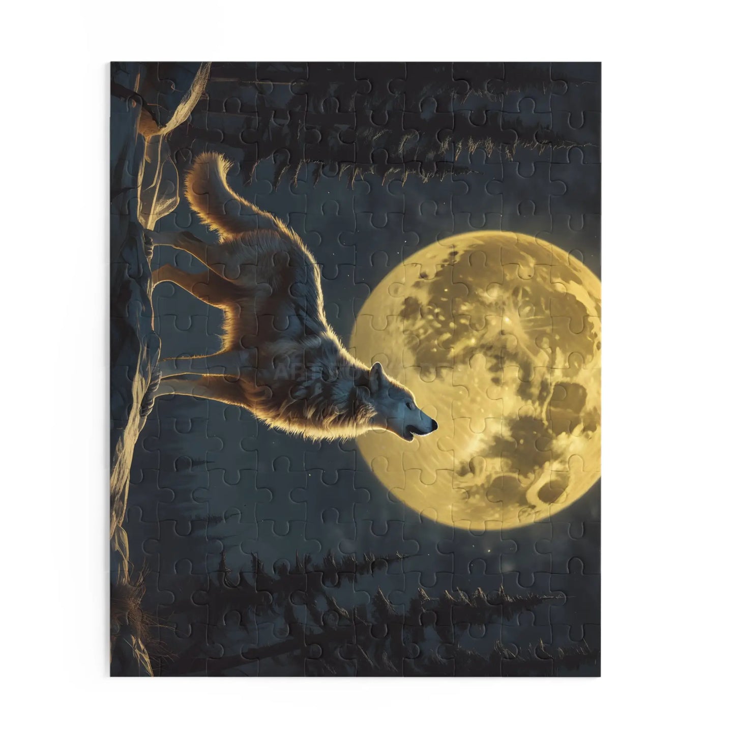 Moonlit Wolf Puzzle — 120/252/500-Piece Scenic Jigsaw - Puzzle