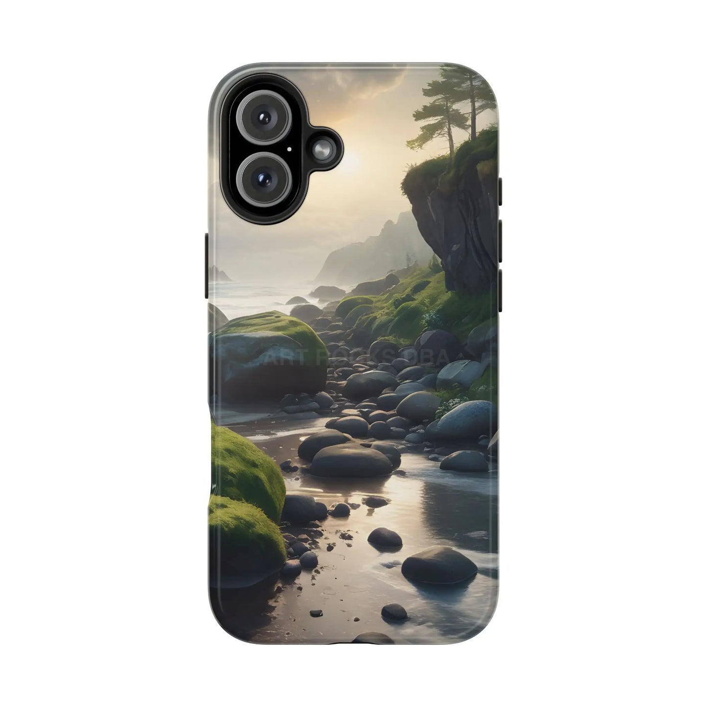 Mossy Beach Tough Phone Cases Scenic Landscape Design Durable Protection Gift for Nature Lovers Phone Accessories