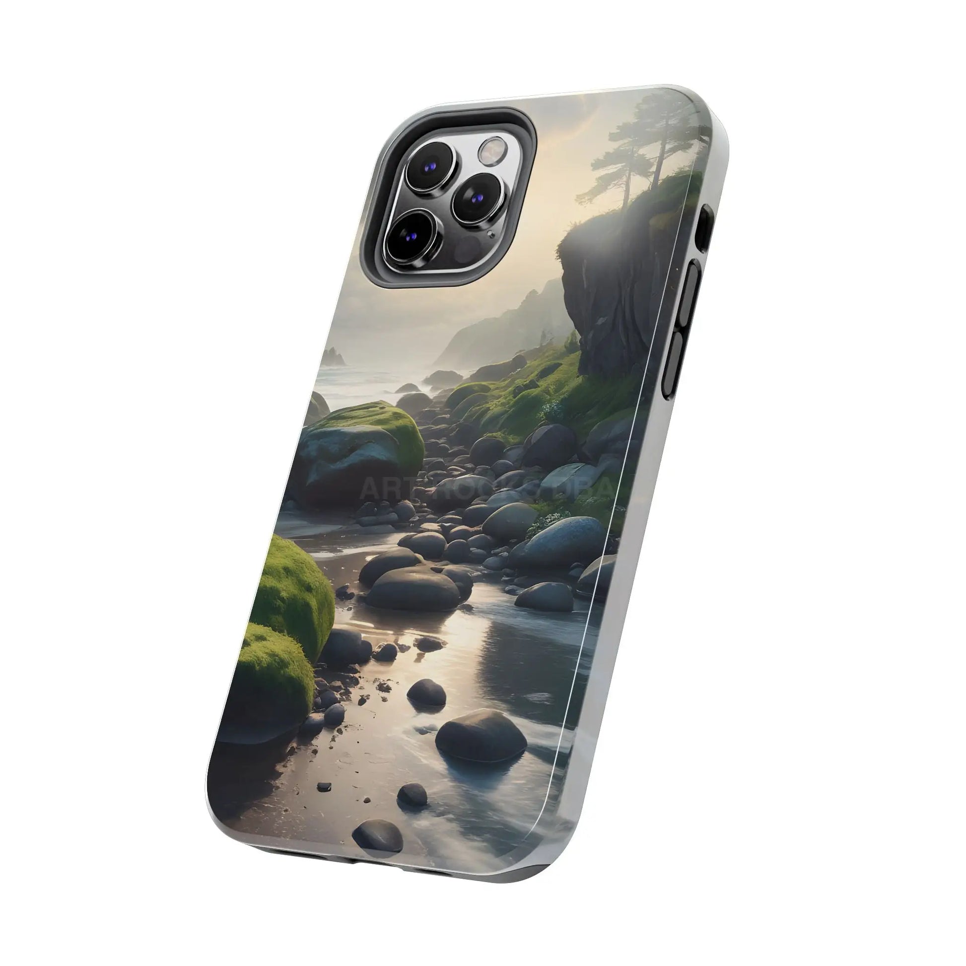Mossy Beach Tough Phone Cases Scenic Landscape Design Durable Protection Gift for Nature Lovers Phone Accessories