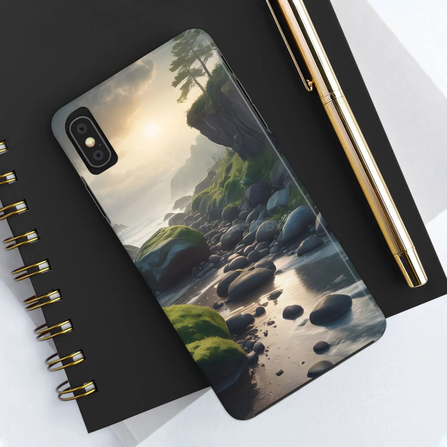 Mossy Beach Tough Phone Cases Scenic Landscape Design Durable Protection Gift for Nature Lovers Phone Accessories