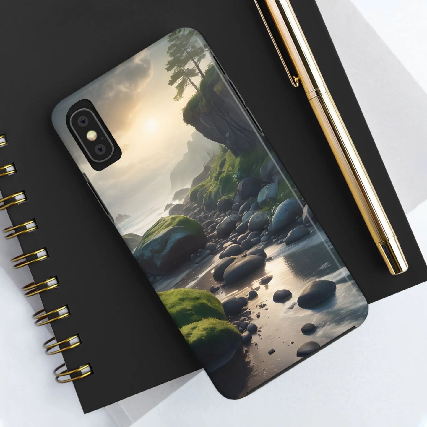 Mossy Beach Tough Phone Cases Scenic Landscape Design Durable Protection Gift for Nature Lovers Phone Accessories