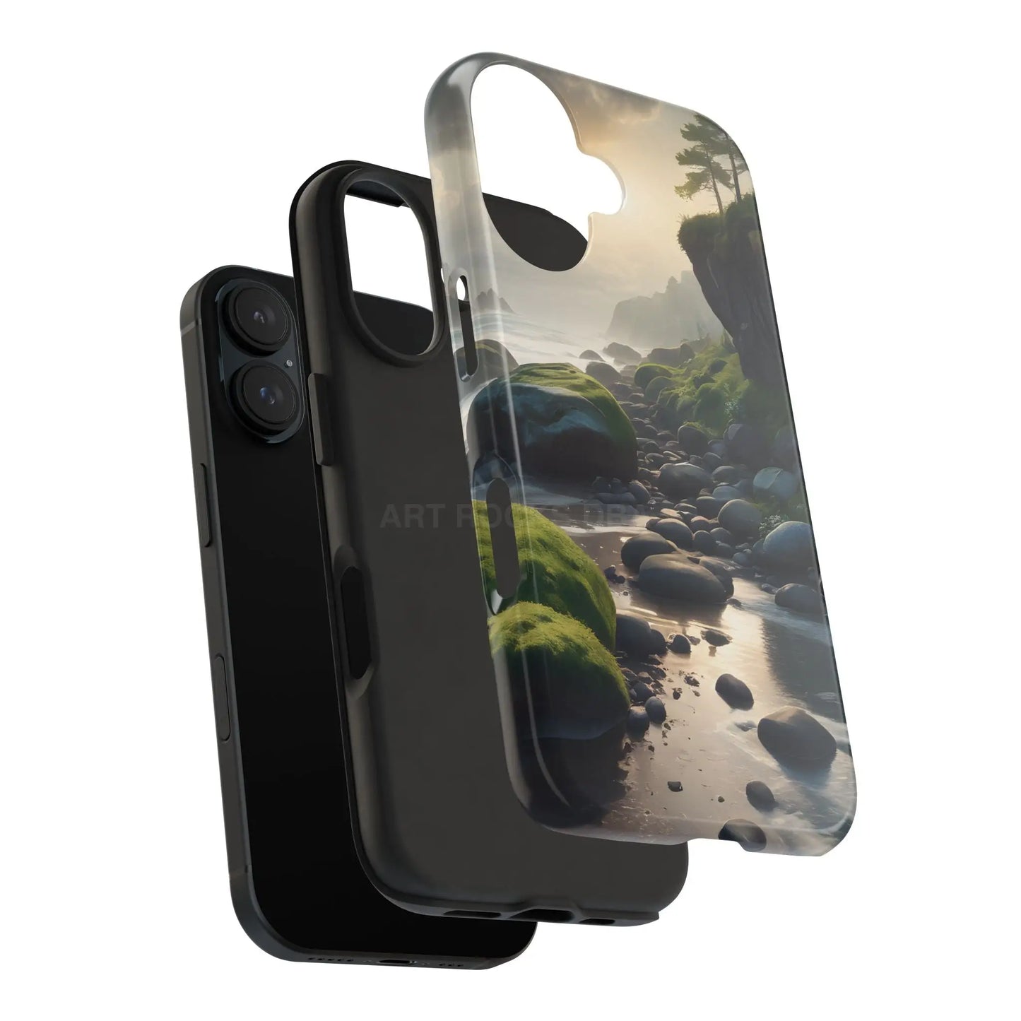 Mossy Beach Tough Phone Cases Scenic Landscape Design Durable Protection Gift for Nature Lovers Phone Accessories