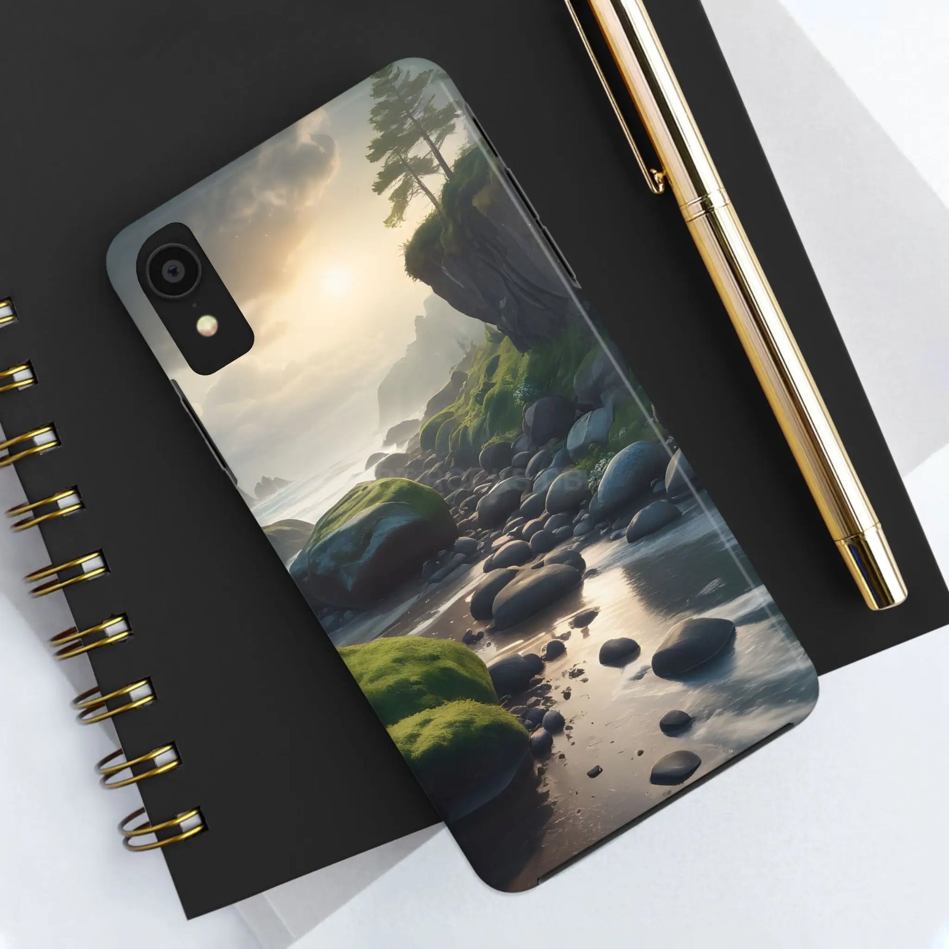 Mossy Beach Tough Phone Cases Scenic Landscape Design Durable Protection Gift for Nature Lovers Phone Accessories