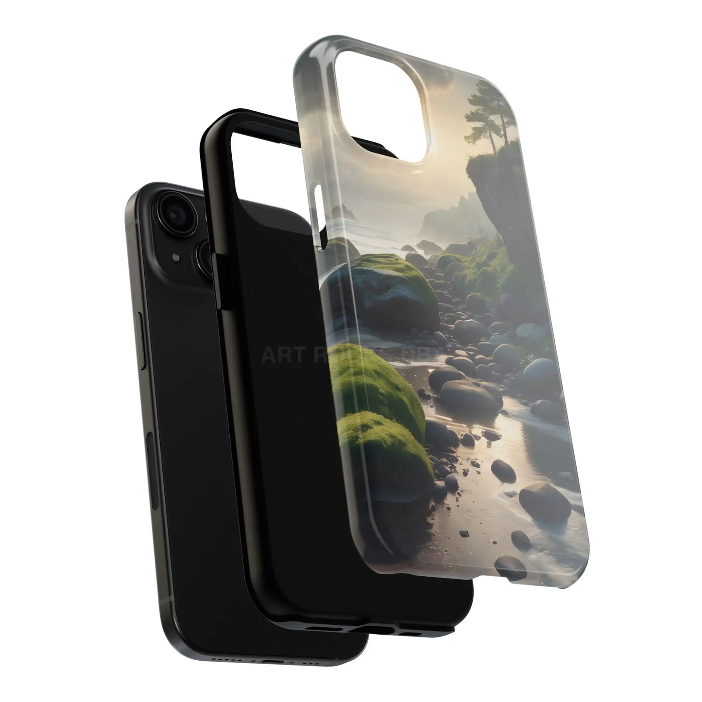 Mossy Beach Tough Phone Cases Scenic Landscape Design Durable Protection Gift for Nature Lovers Phone Accessories