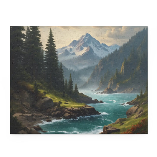 Mountain Alpine River Jigsaw Puzzle (120/252/500 Piece) - 14’’ × 11’’ (252 pcs) - Puzzle