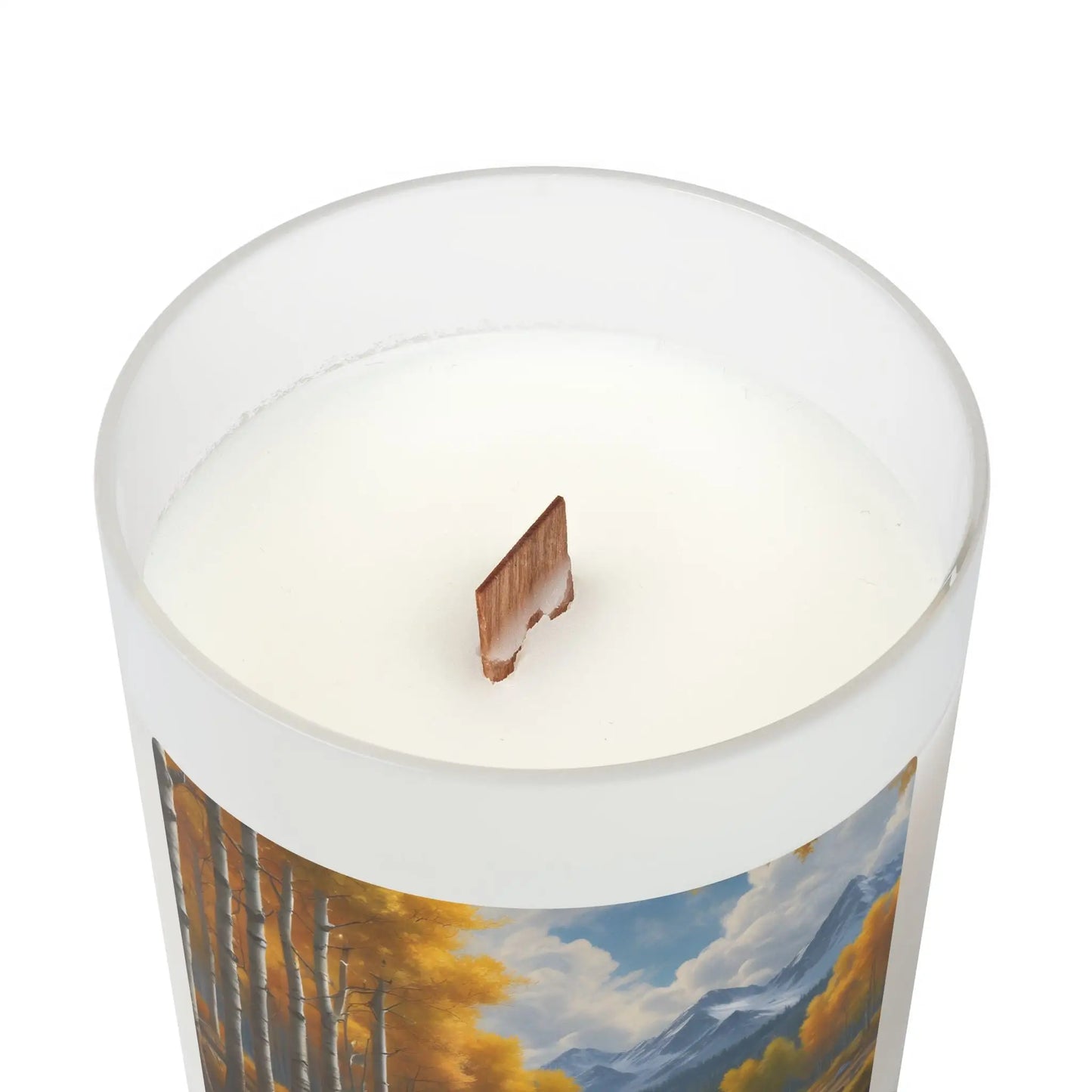 Mountain Aspen Candle — Frosted Glass 11oz (Autumn Landscape) - Home Decor