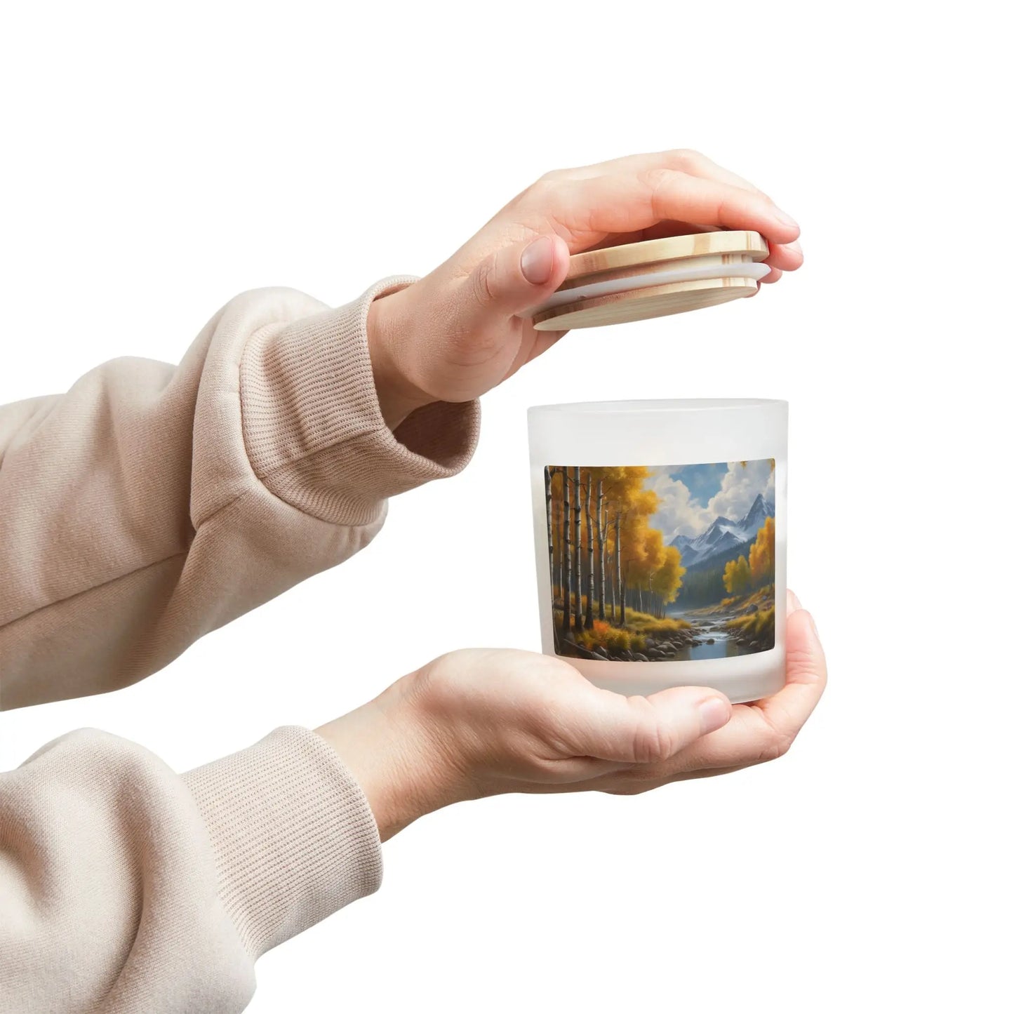 Mountain Aspen Candle — Frosted Glass 11oz (Autumn Landscape) - Home Decor