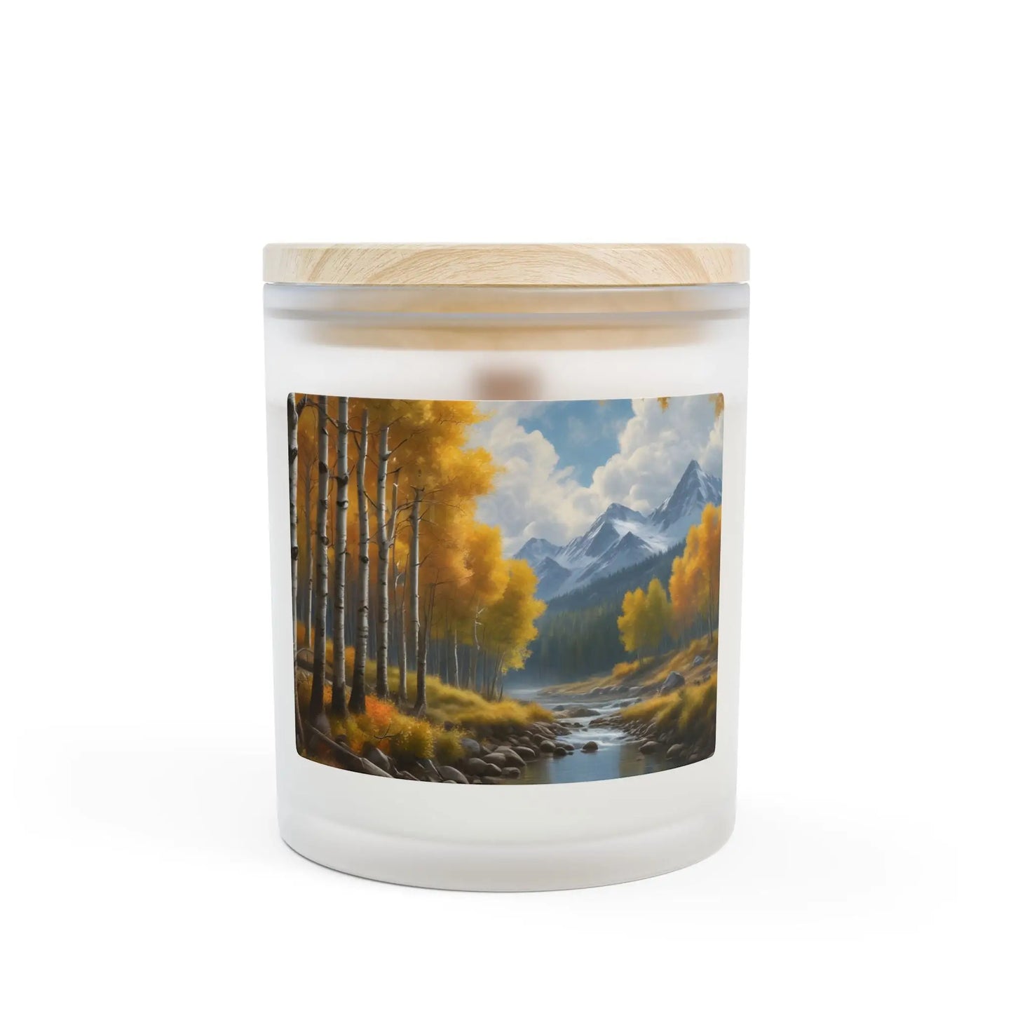 Mountain Aspen Candle — Frosted Glass 11oz (Autumn Landscape) - Home Decor