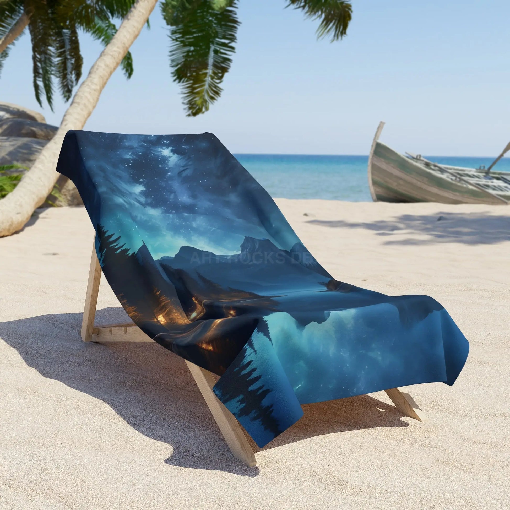 Mountain Beach Towel — Midnight Lake Landscape - Home Decor