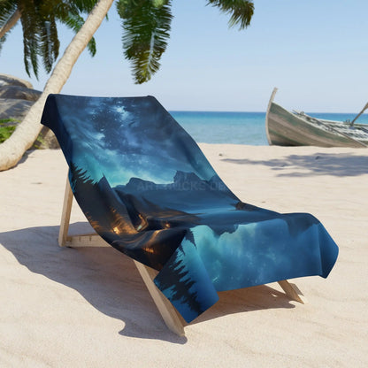 Mountain Beach Towel — Midnight Lake Landscape - Home Decor