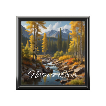 Mountain Creek Autumn Jewelry Box — Scenic River Landscape Keepsake - Ebony Black / One size - Home Decor