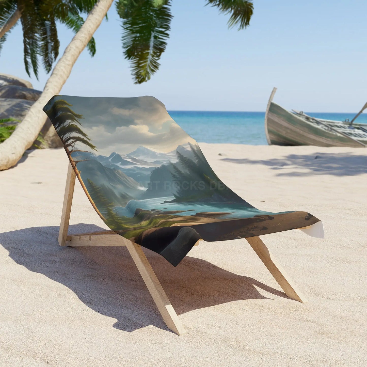 Mountain Lake Beach Towel — Serene Alpine Landscape - 30’’ × 60’’ - Home Decor