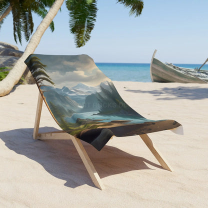 Mountain Lake Beach Towel — Serene Alpine Landscape - 30’’ × 60’’ - Home Decor