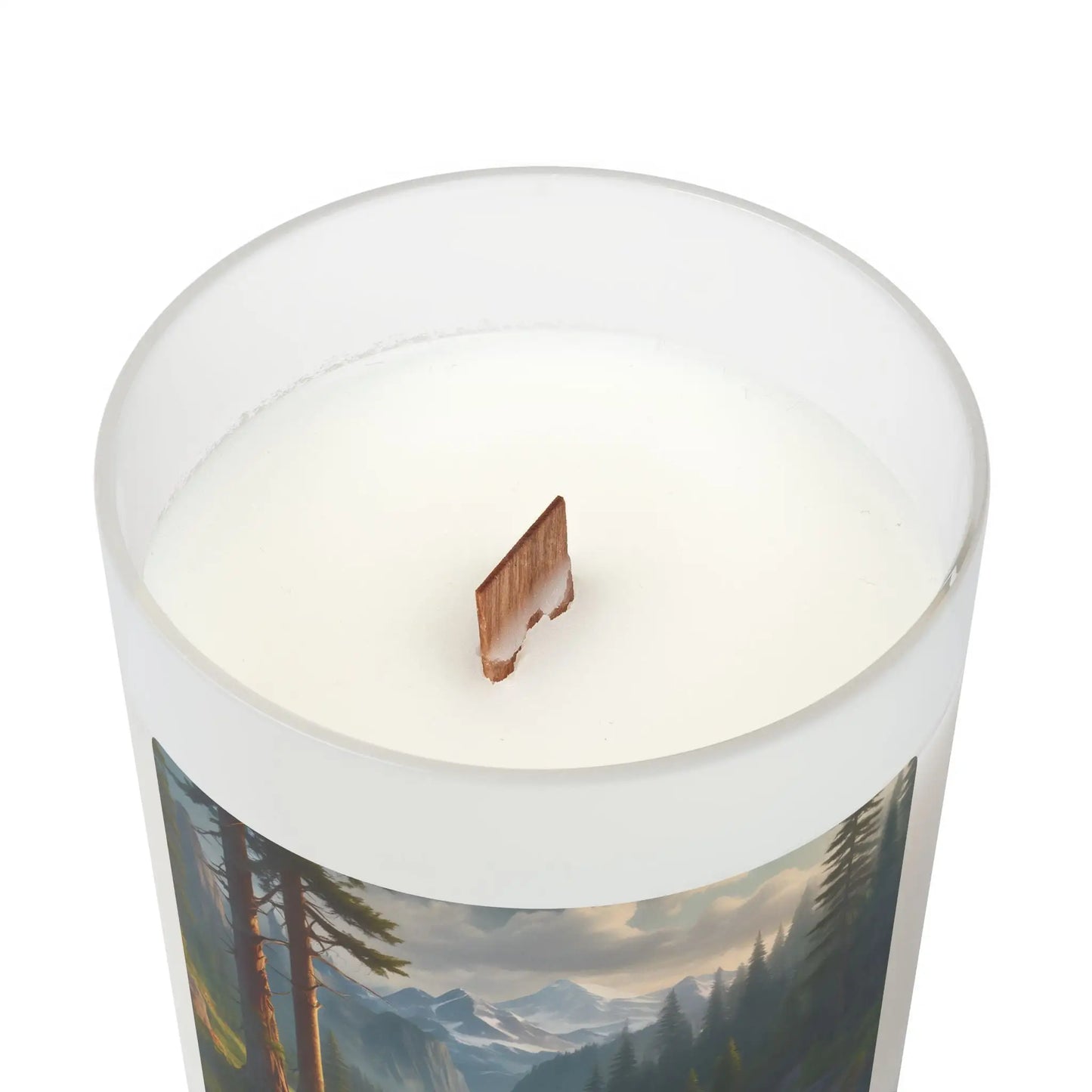 Mountain Lake Landscape Candle — Frosted 11oz Scented Jar - Home Decor