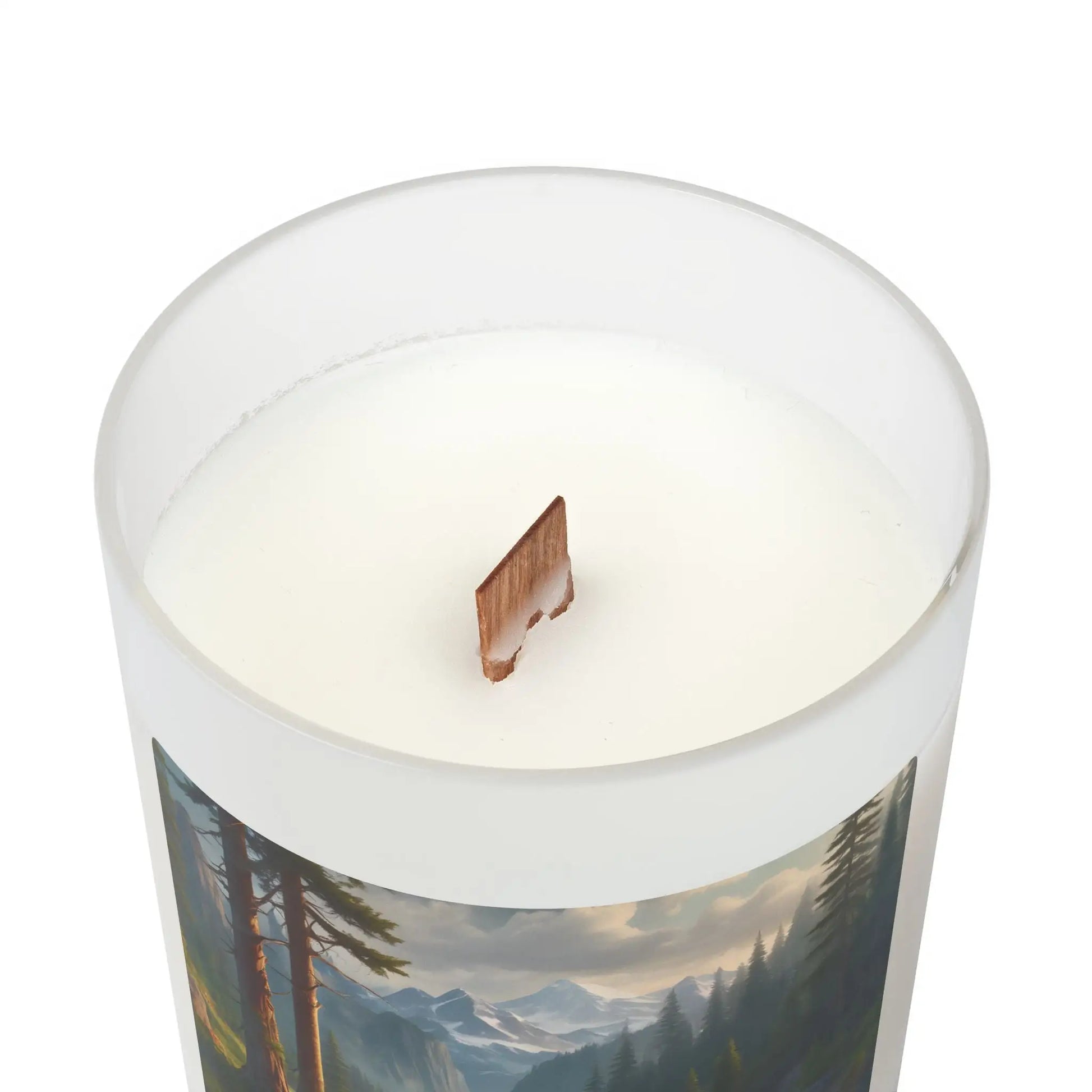 Mountain Lake Landscape Candle — Frosted 11oz Scented Jar - Home Decor