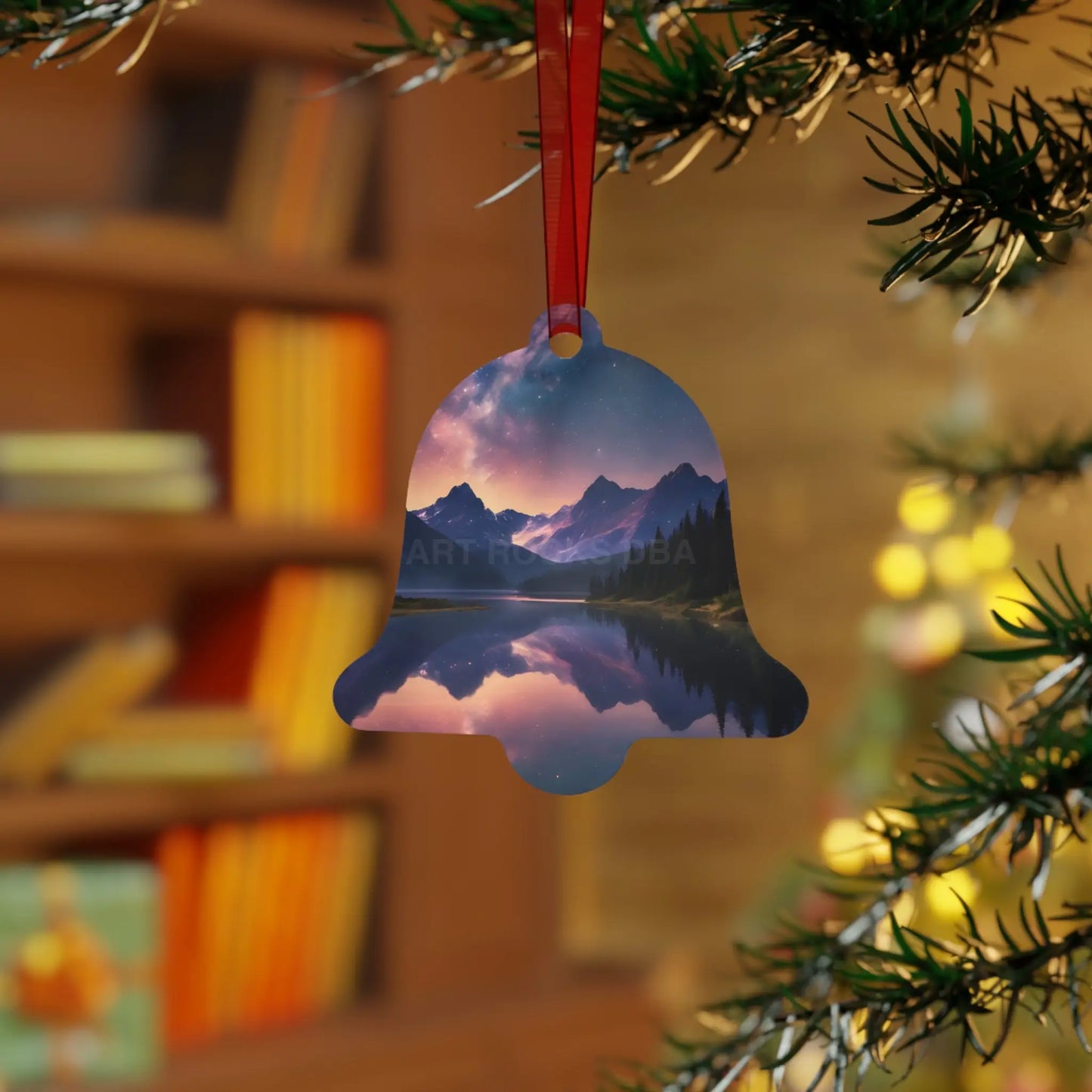 Mountain Lake Metal Ornament — Scenic Holiday Decoration - Home Decor