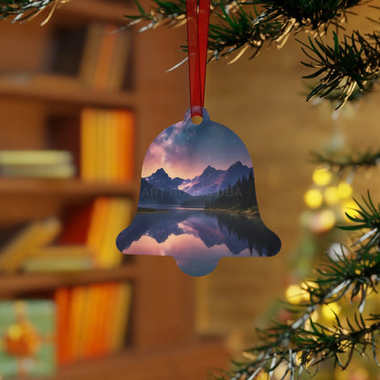 Mountain Lake Metal Ornament — Scenic Holiday Decoration - Home Decor