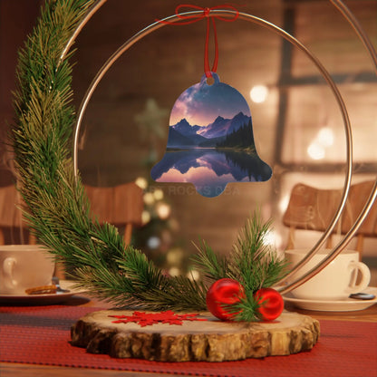 Mountain Lake Metal Ornament — Scenic Holiday Decoration - Home Decor