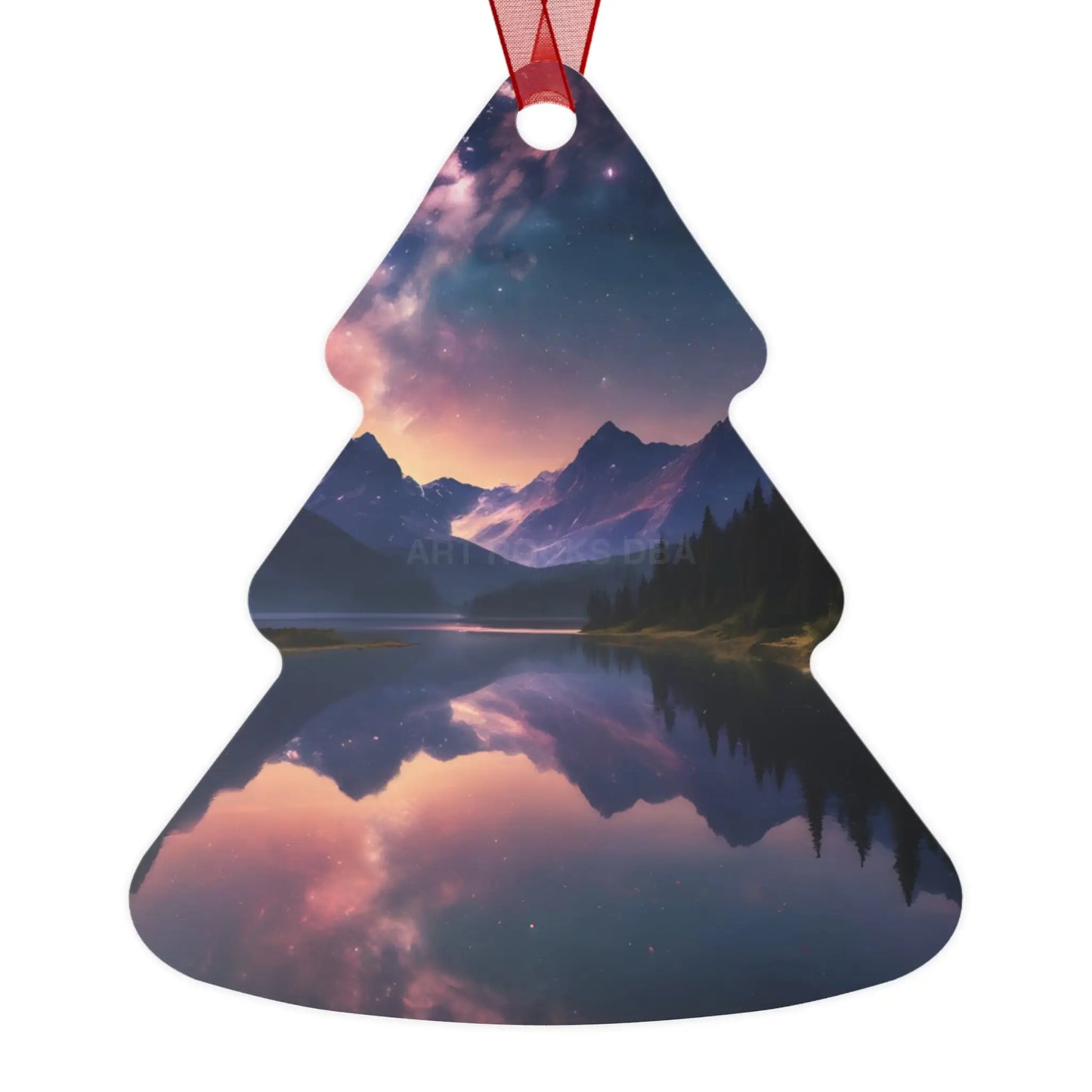 Mountain Lake Metal Ornament — Scenic Holiday Decoration - Home Decor