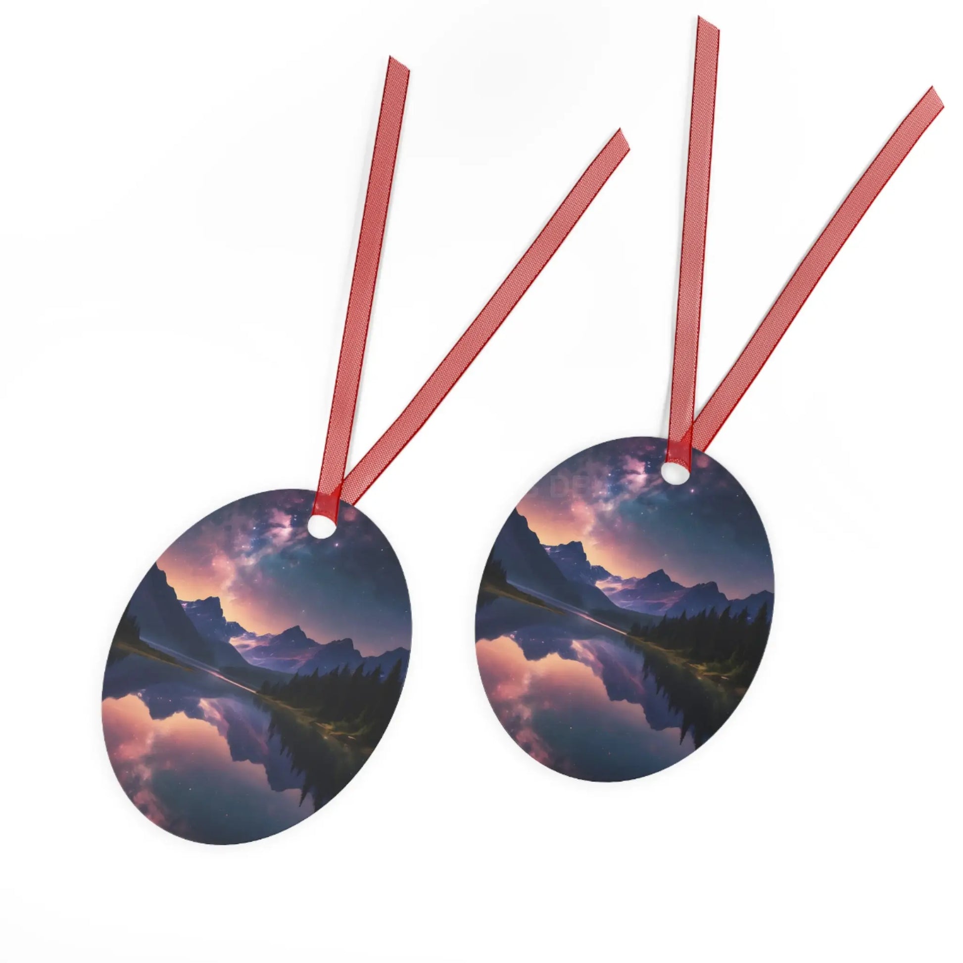 Mountain Lake Metal Ornament — Scenic Holiday Decoration - Home Decor