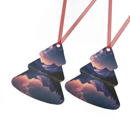 Mountain Lake Metal Ornament — Scenic Holiday Decoration - Home Decor