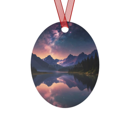 Mountain Lake Metal Ornament — Scenic Holiday Decoration - Oval / One Size - Home Decor