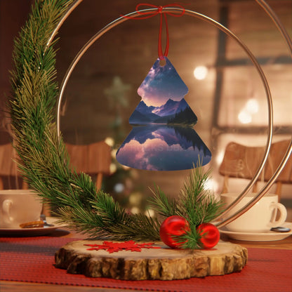 Mountain Lake Metal Ornament — Scenic Holiday Decoration - Tree / One Size - Home Decor