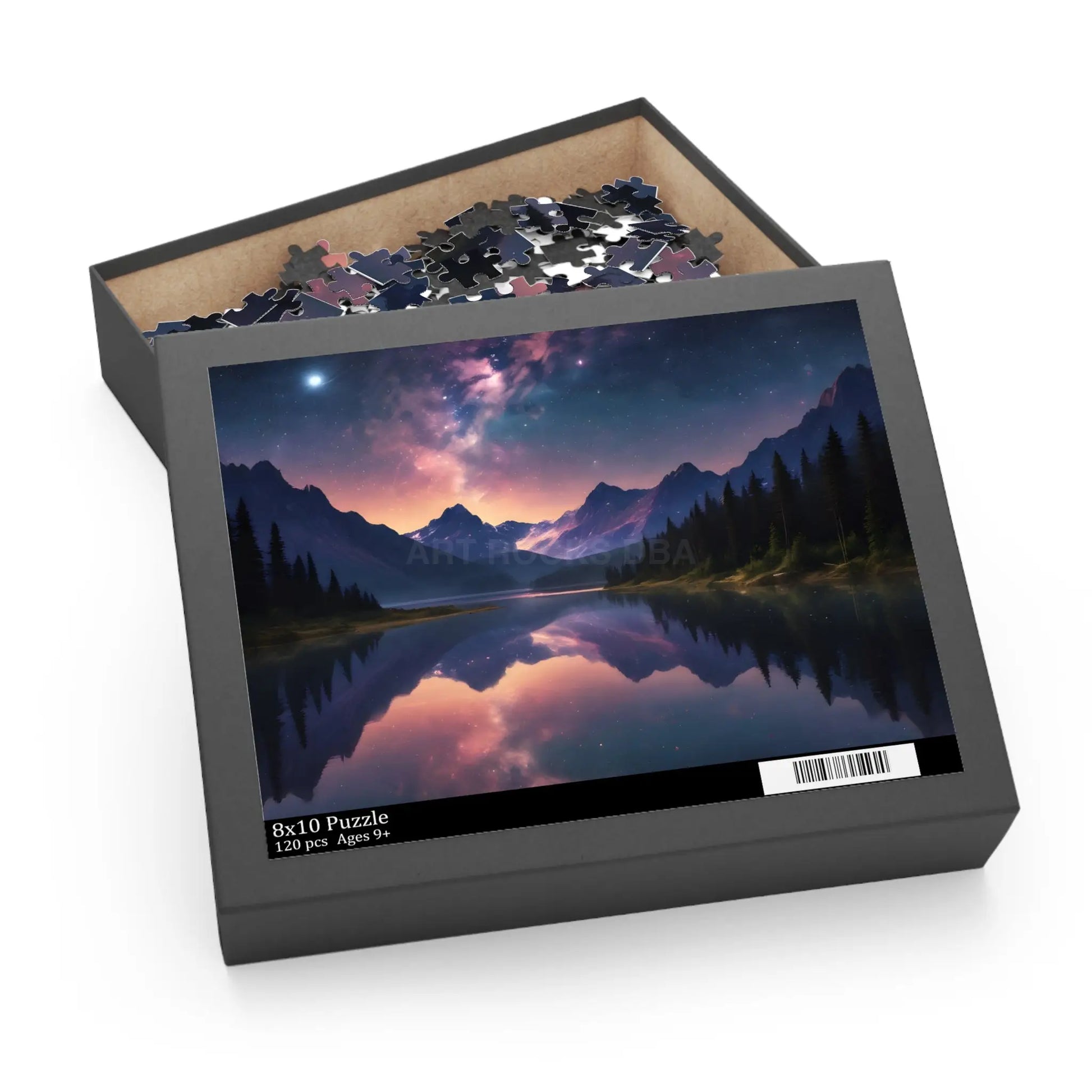 Mountain Lake Night Sky Puzzle — 120/252/500-Piece Scenic Jigsaw - 10’’ × 8’’ (120 pcs) - Puzzle