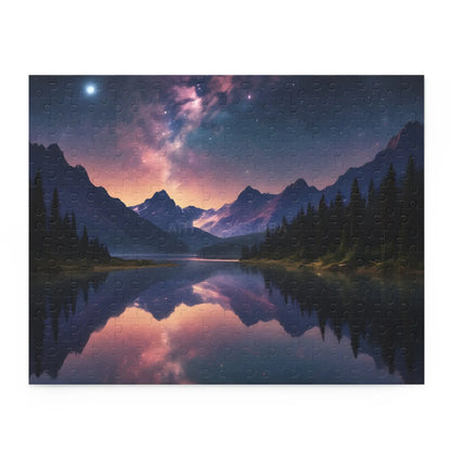 Mountain Lake Night Sky Puzzle — 120/252/500-Piece Scenic Jigsaw - 14’’ × 11’’ (252 pcs) - Puzzle