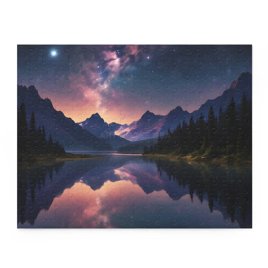 Mountain Lake Night Sky Puzzle — 120/252/500-Piece Scenic Jigsaw - 14’’ × 11’’ (252 pcs) - Puzzle