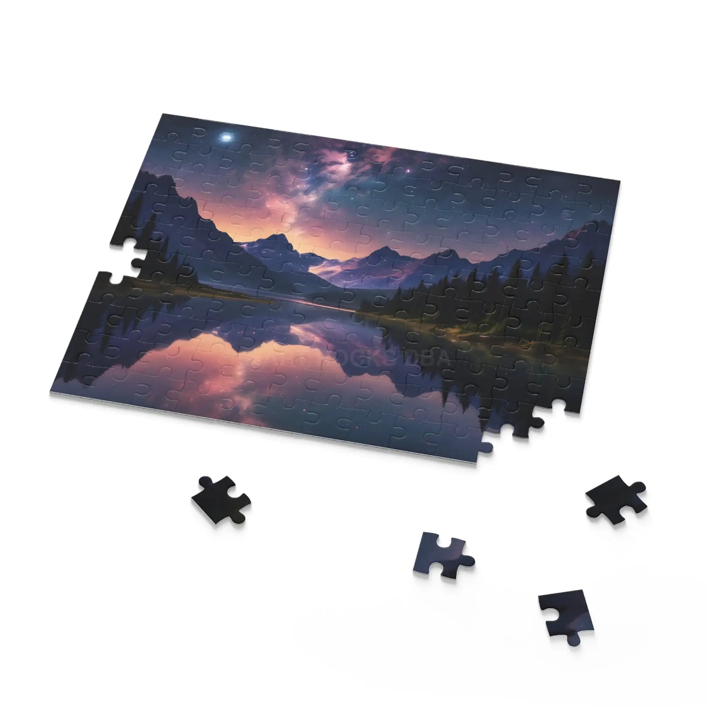 Mountain Lake Night Sky Puzzle — 120/252/500-Piece Scenic Jigsaw - Puzzle