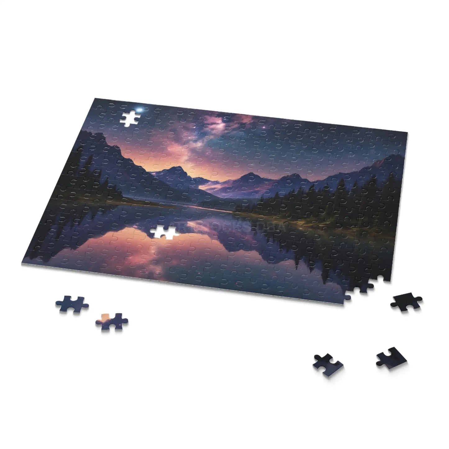 Mountain Lake Night Sky Puzzle — 120/252/500-Piece Scenic Jigsaw - Puzzle
