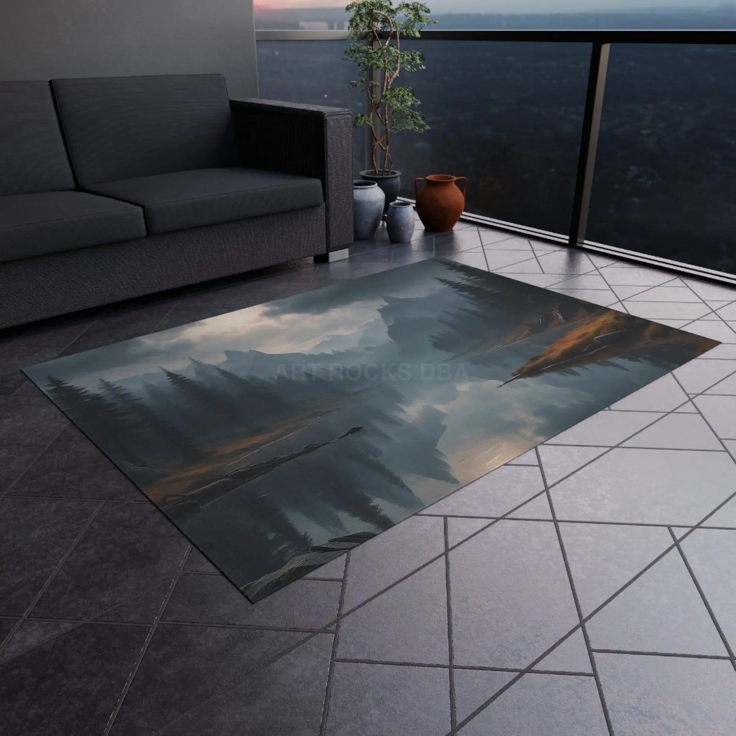 Mountain Lake Outdoor Rug - 60’’ × 84’’ - Home Decor