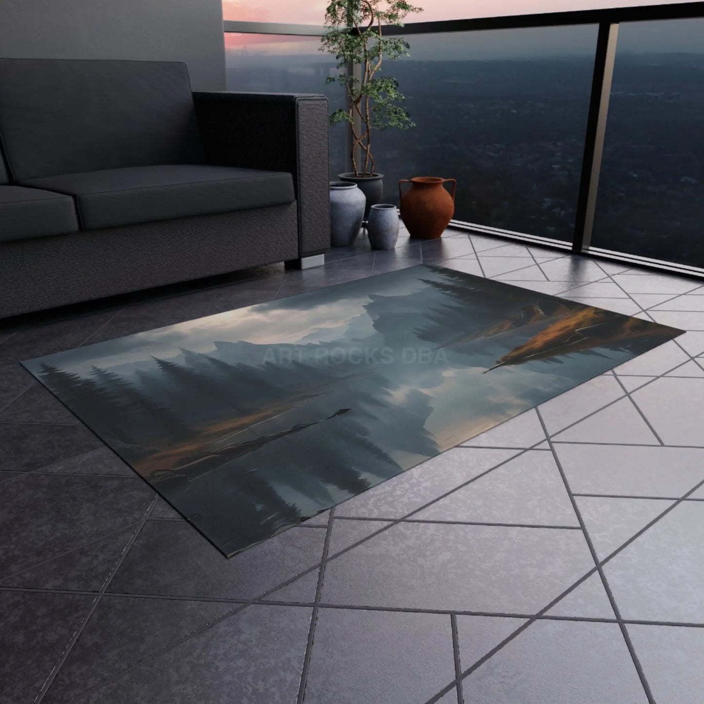 Mountain Lake Outdoor Rug - Home Decor