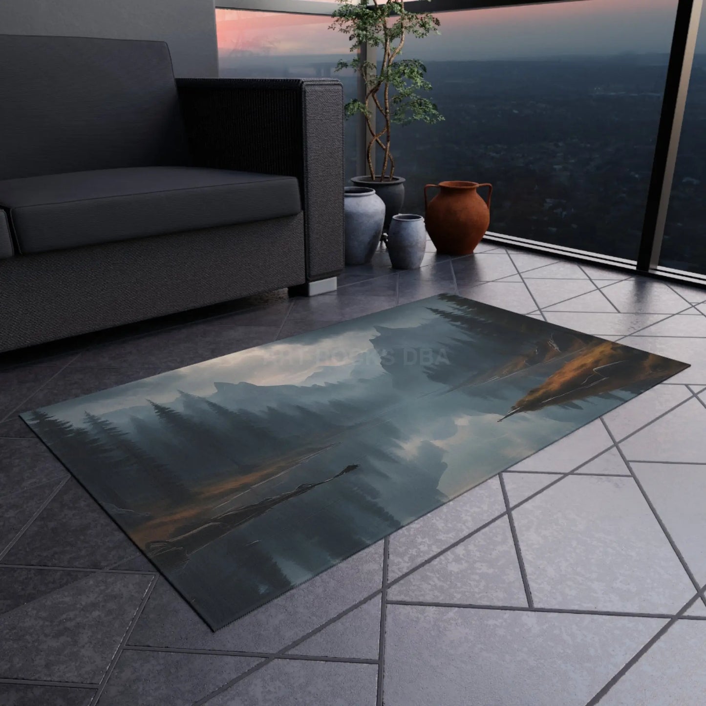 Mountain Lake Outdoor Rug - Home Decor