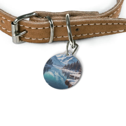Mountain Lake Pet Tag — Scenic Winter Landscape Dog ID Tag - 1’’ - Pets
