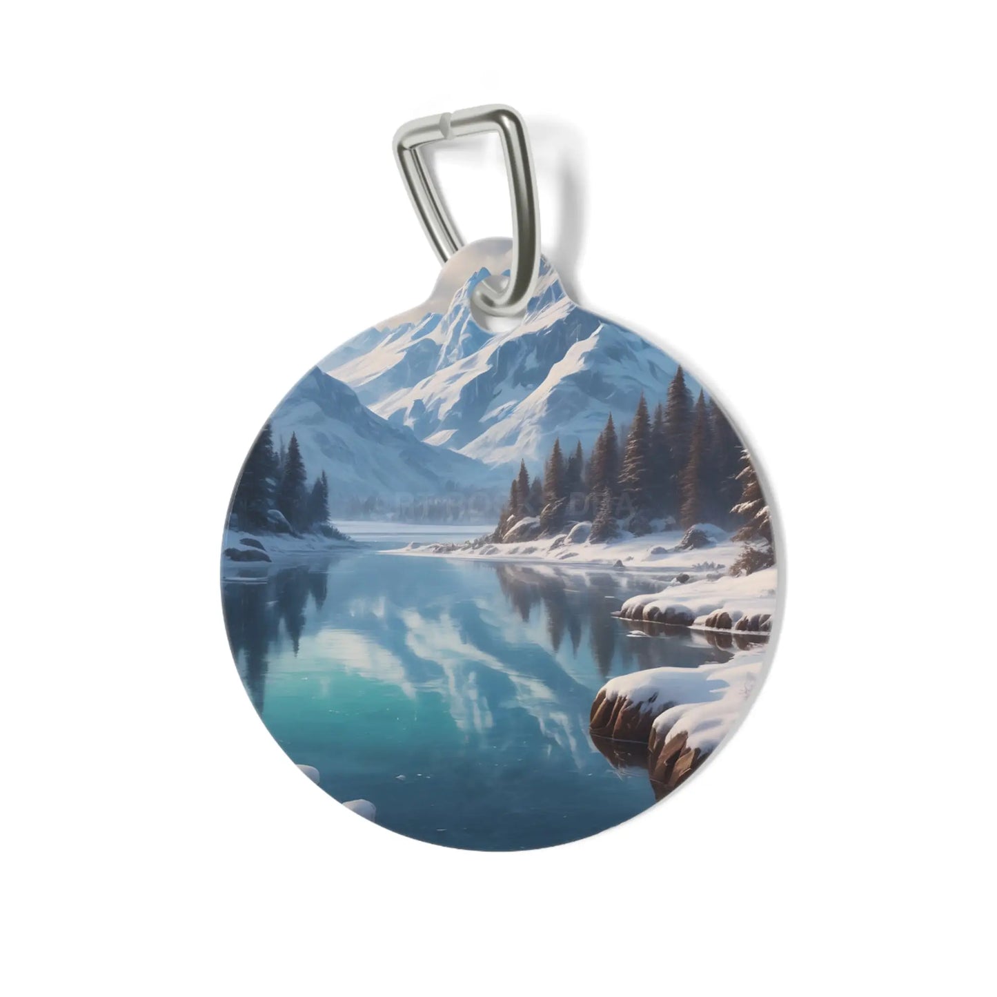 Mountain Lake Pet Tag — Scenic Winter Landscape Dog ID Tag - 1’’ - Pets
