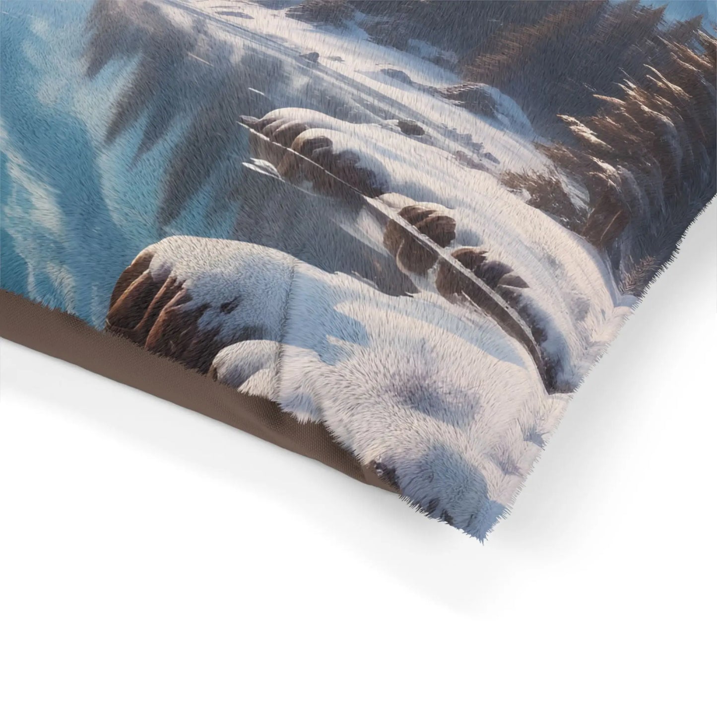 Mountain Lake Winter Pet Bed – Cozy Scenic Dog & Cat Cushion - Pets